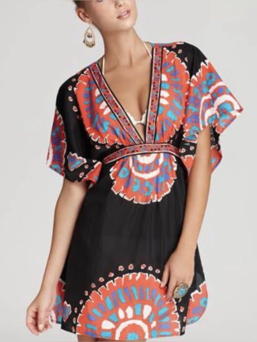 Trina Turk Yucateca Tunic Swim Coverup‎ Women's Large Multicolor Resort Beach